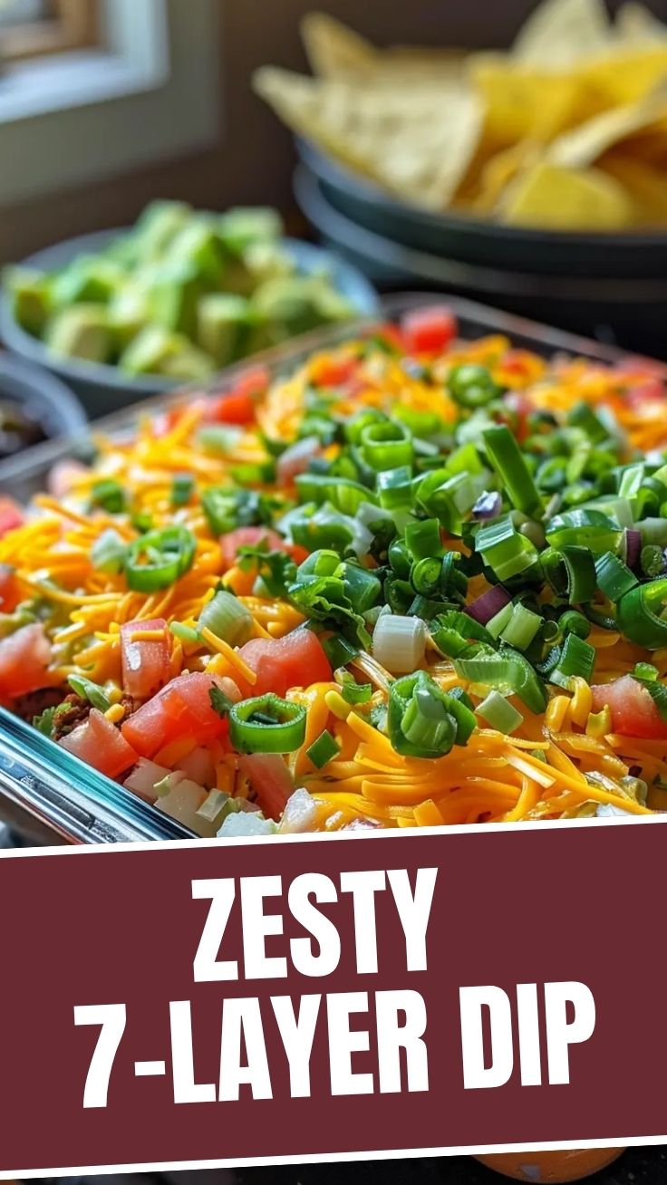 A vibrant 7-layer dip showcasing each distinct layer