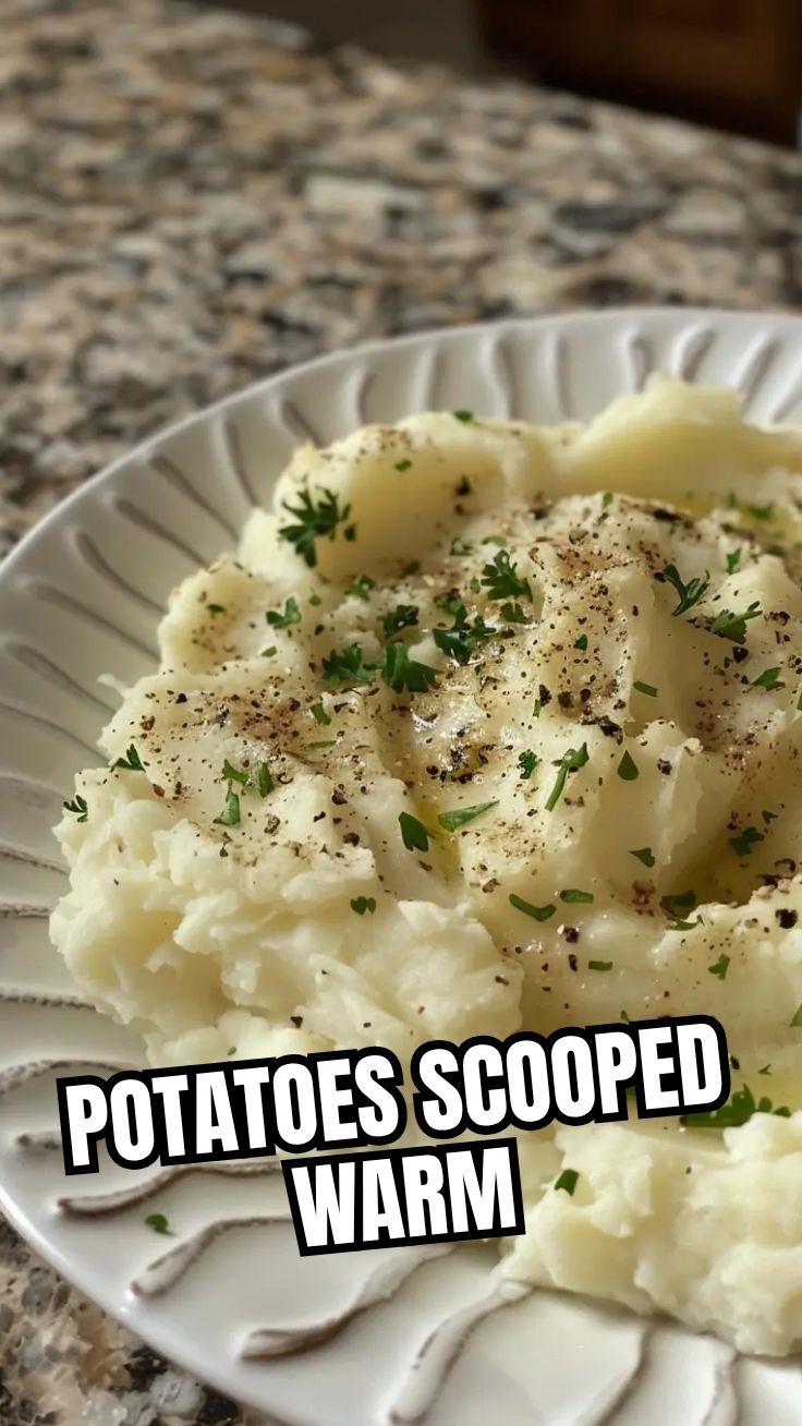 A bowl of perfectly cooked mashed potatoes, steaming slightly.