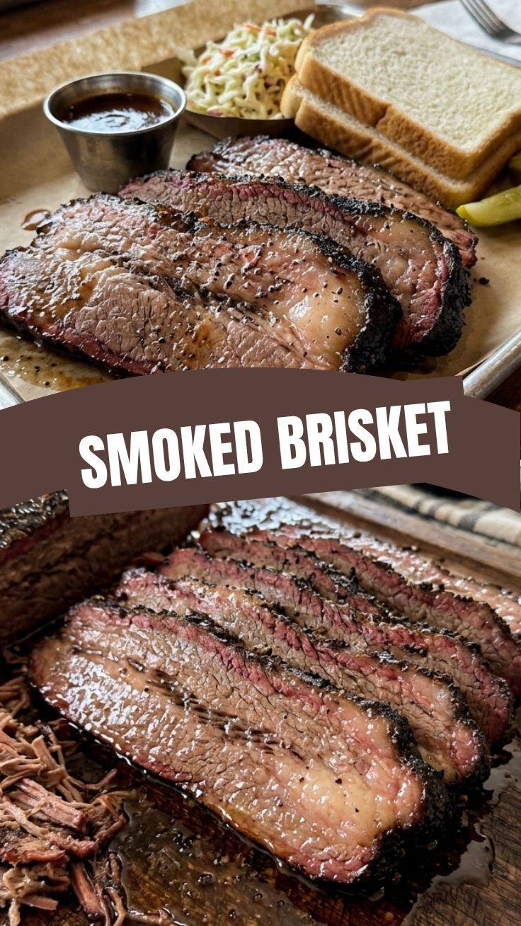 A perfectly smoked brisket, showing its deep bark and moist interior.