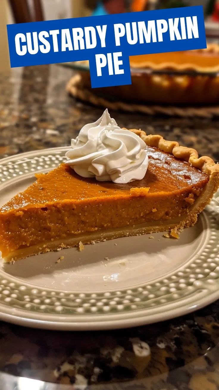 A freshly baked whole pumpkin pie with a golden-brown crust