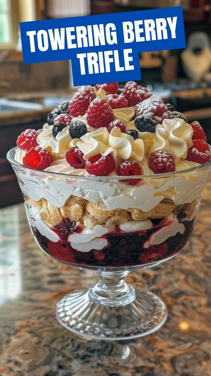 A vibrant dessert featuring layers of summer berry trifle