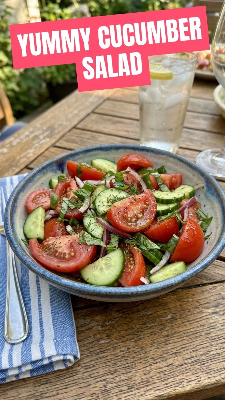 Bright red tomatoes and crisp green cucumbers in a summer salad bowl