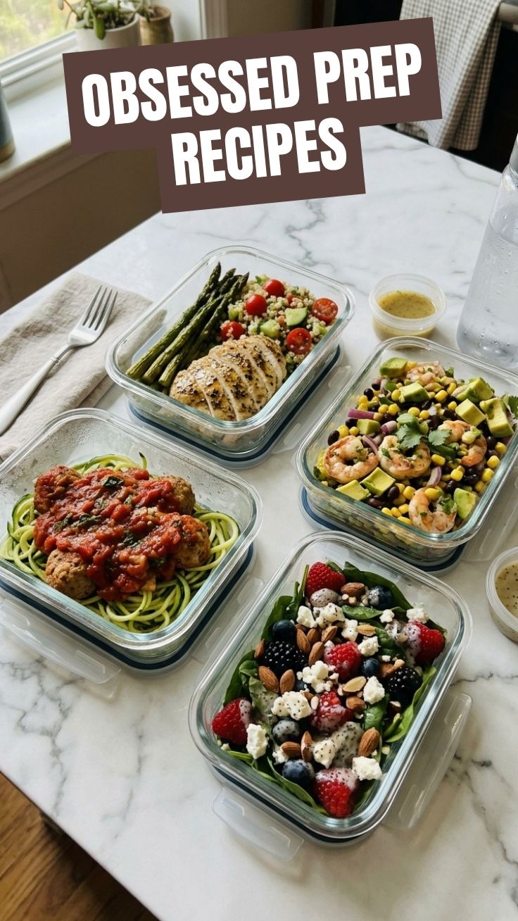 A vibrant array of healthy summer meal prep recipes in individual containers, showcasing fresh vegetables and lean proteins.