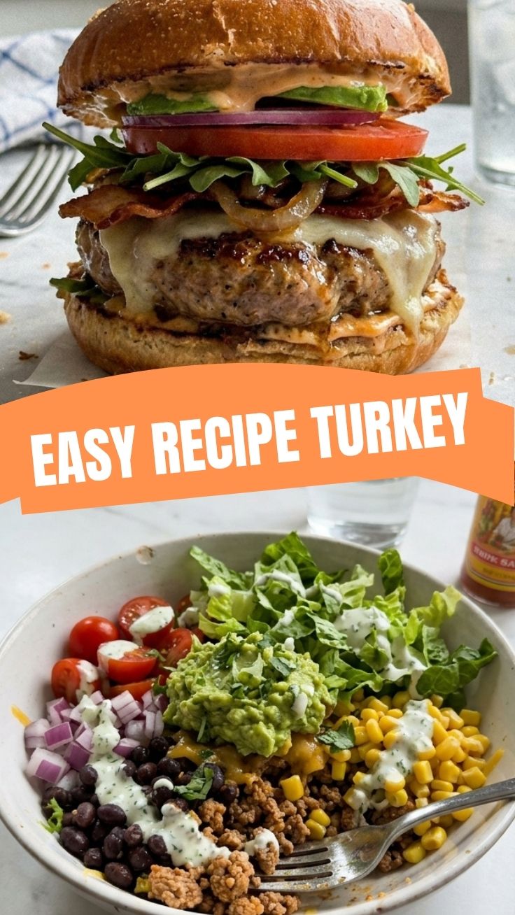 A homemade high protein turkey burger recipe, cooked and ready to eat.