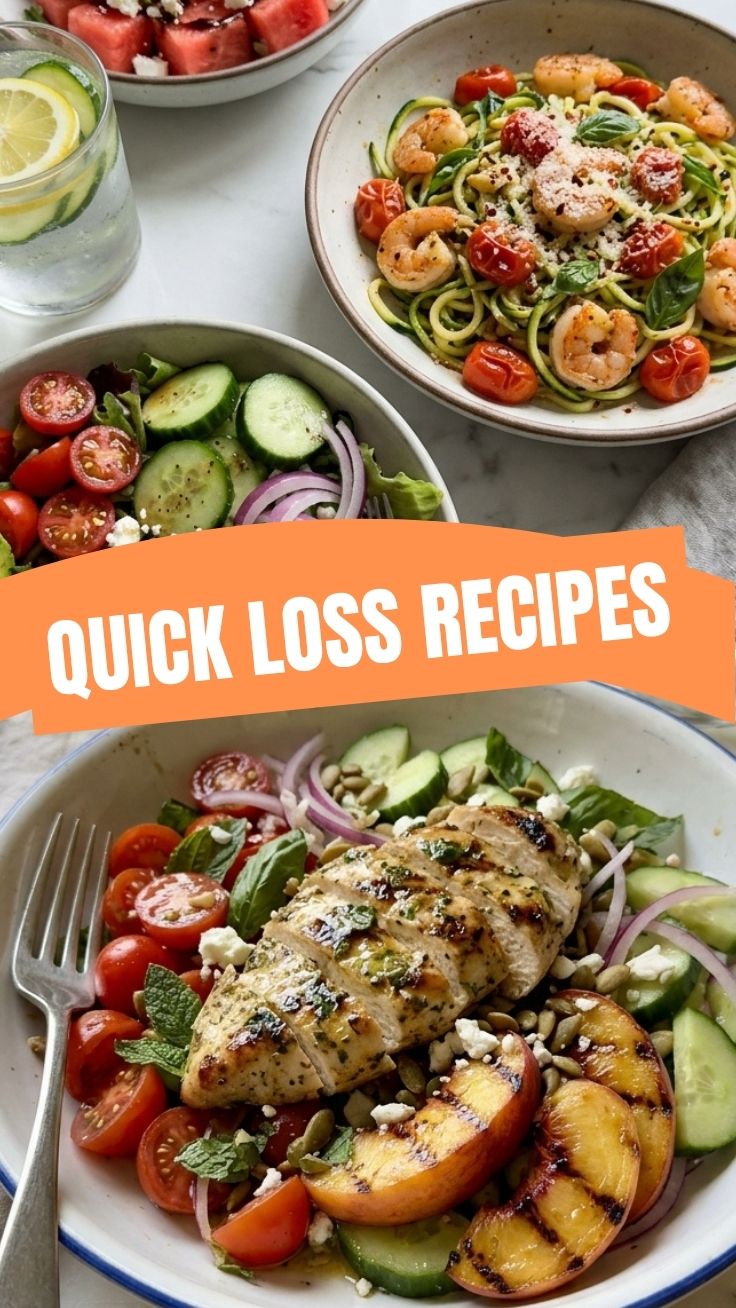Collection of vibrant summer weight loss recipes displayed on a light background