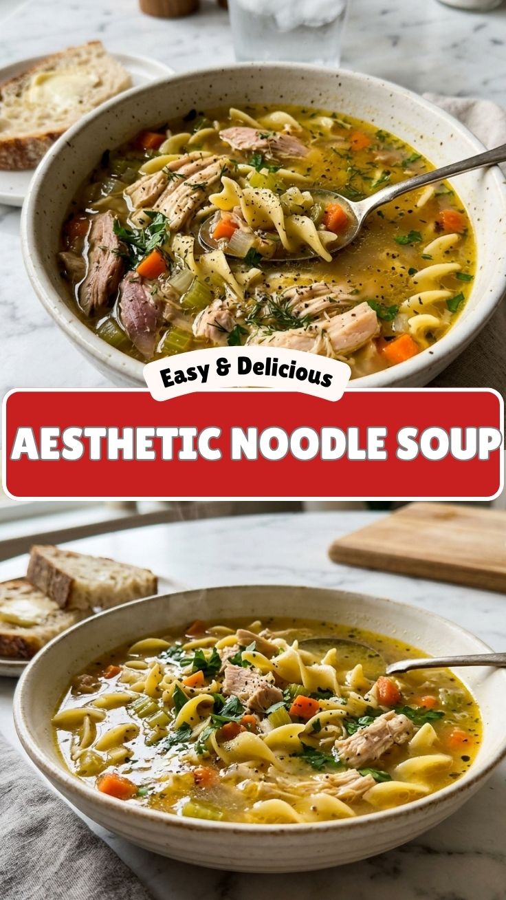 Homemade Chicken Noodle Soup with fresh herbs
