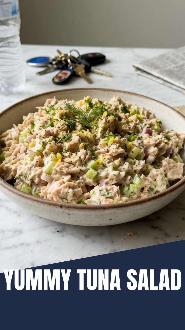 A bowl of fresh tuna salad, ready to eat