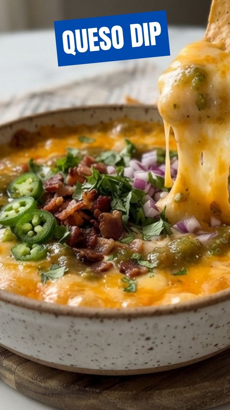 A bowl of smooth, golden queso dip with a vibrant texture.